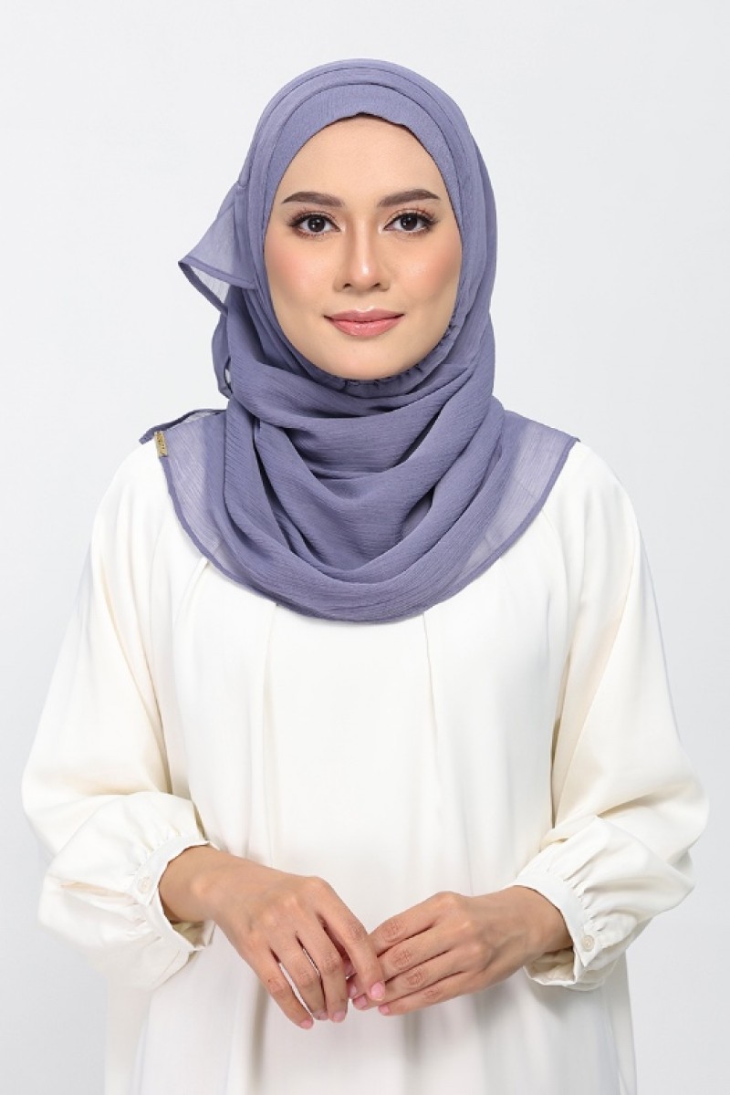 Crown Blue - Plain Crinkled Chiffon