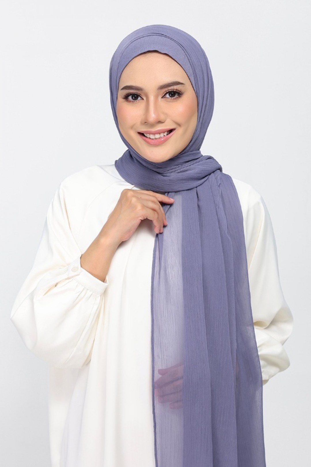 Crown Blue - Plain Crinkled Chiffon