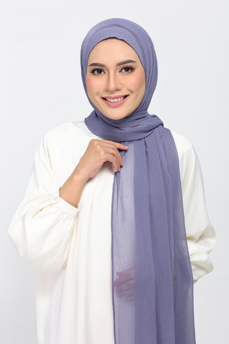 Crown Blue - Plain Crinkled Chiffon