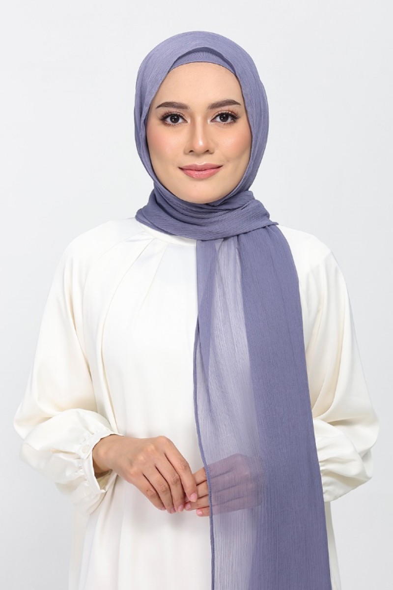 Crown Blue - Plain Crinkled Chiffon