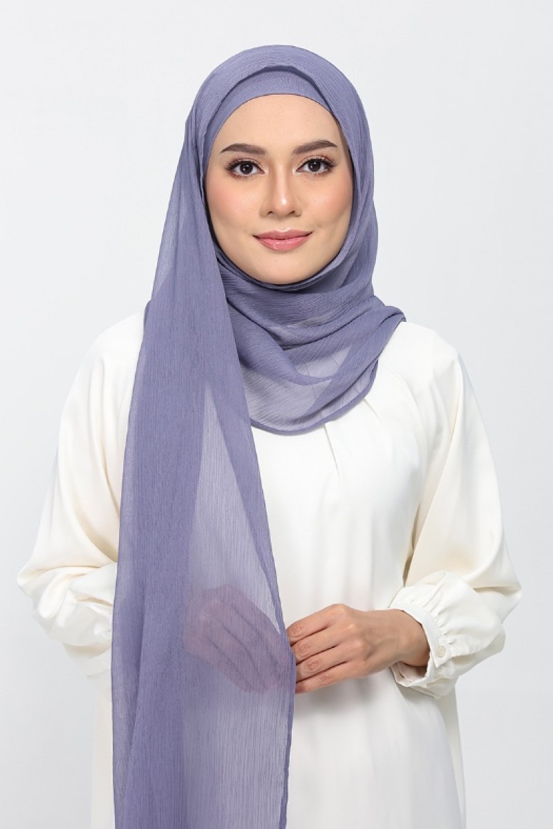 Crown Blue - Plain Crinkled Chiffon