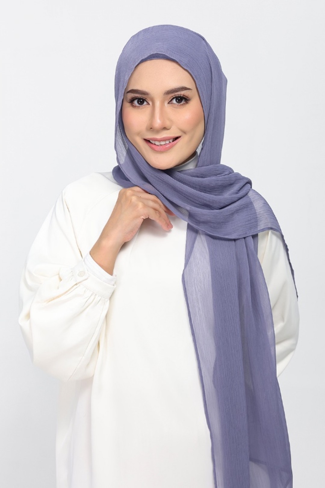 Crown Blue - Plain Crinkled Chiffon
