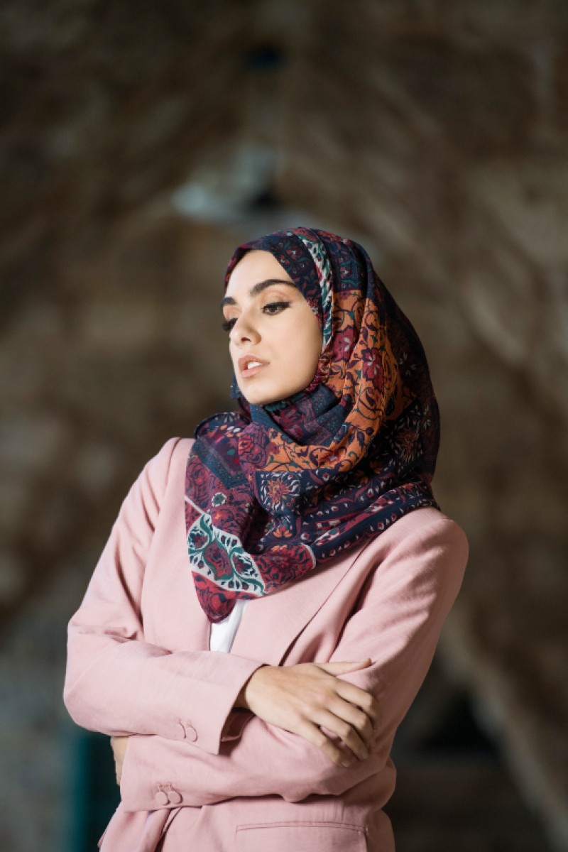 Shahrayar Red - Printed Crinkled Chiffon