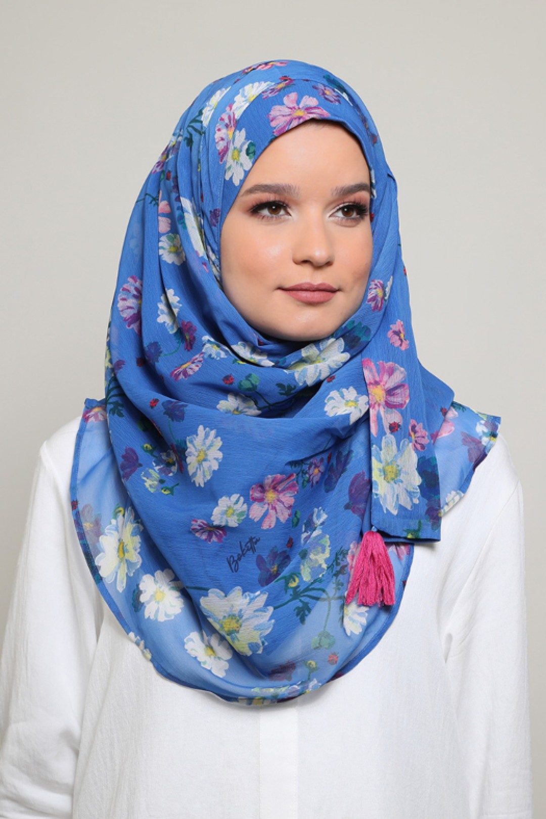 Daisies Blue - Printed Smooth Chiffon