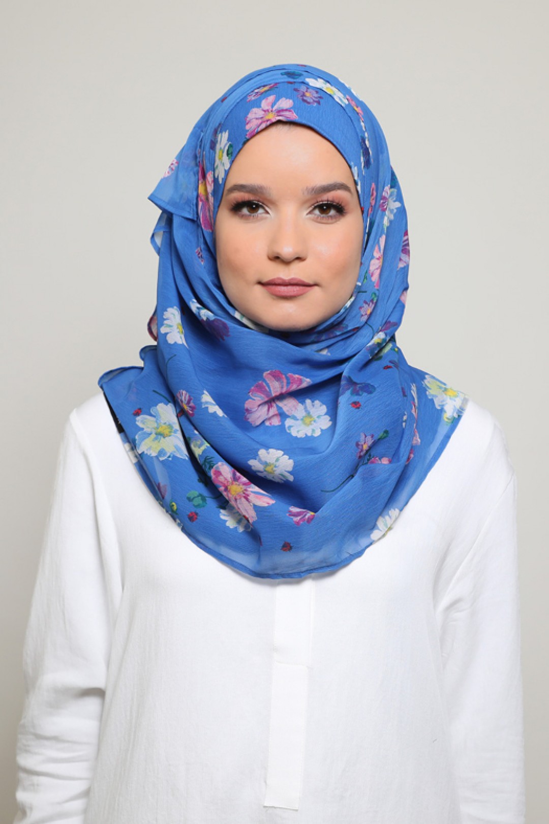 Daisies Blue - Printed Smooth Chiffon