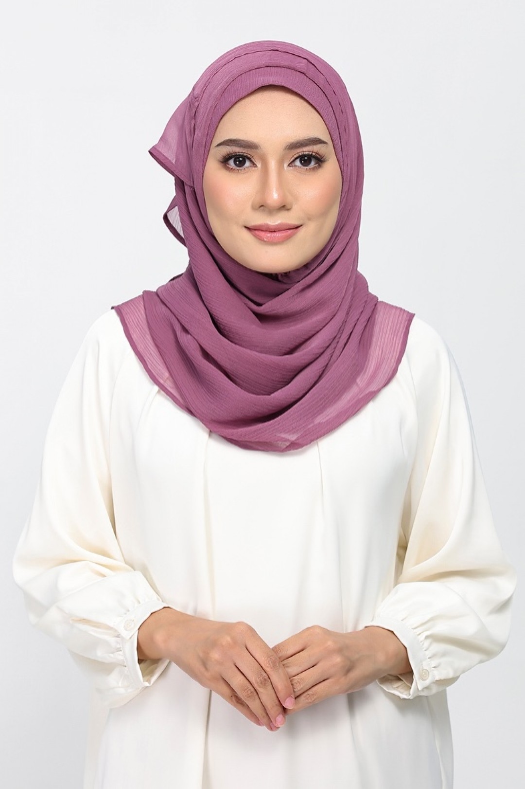 Damson Pink - Plain Crinkled Chiffon