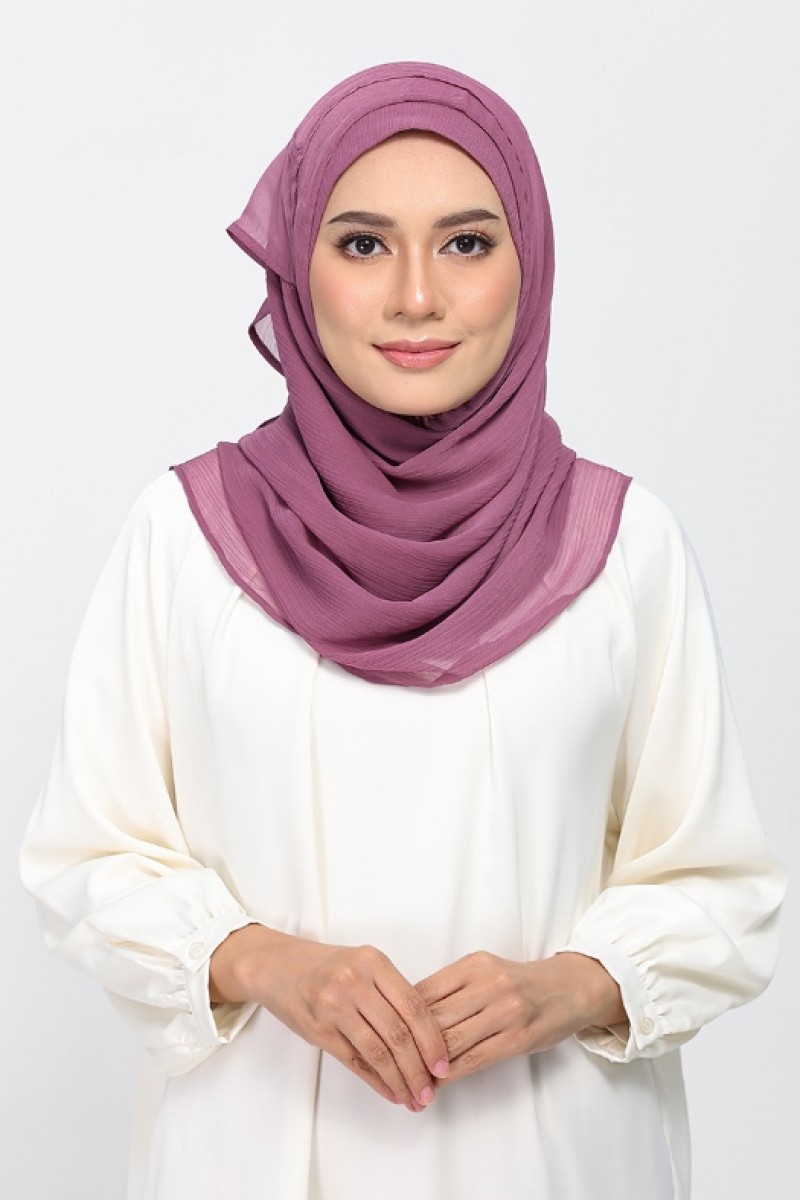 Damson Pink - Plain Crinkled Chiffon