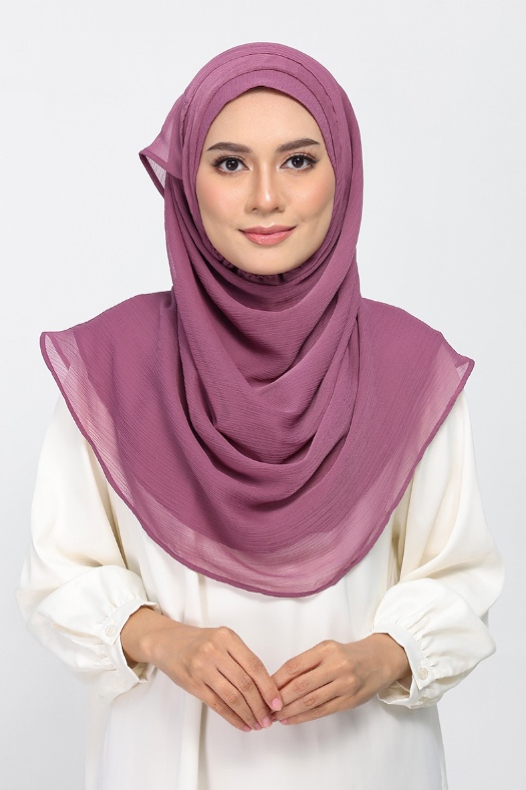 Damson Pink - Plain Crinkled Chiffon