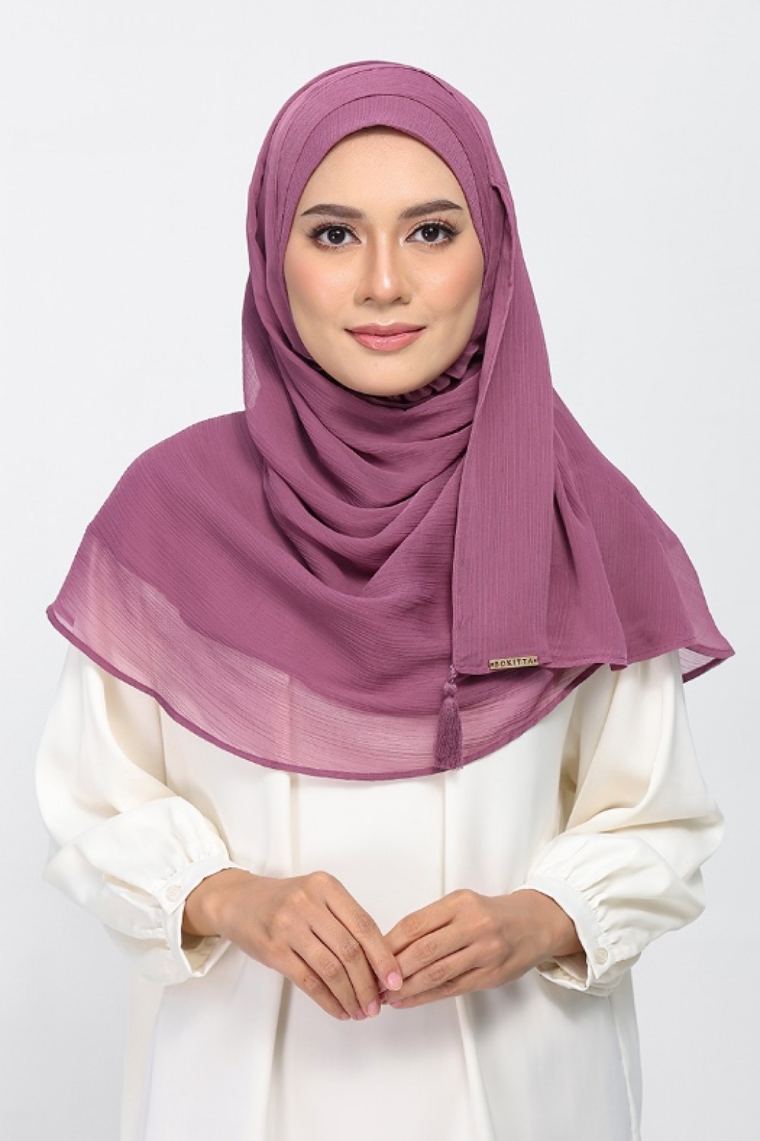 Damson Pink - Plain Crinkled Chiffon