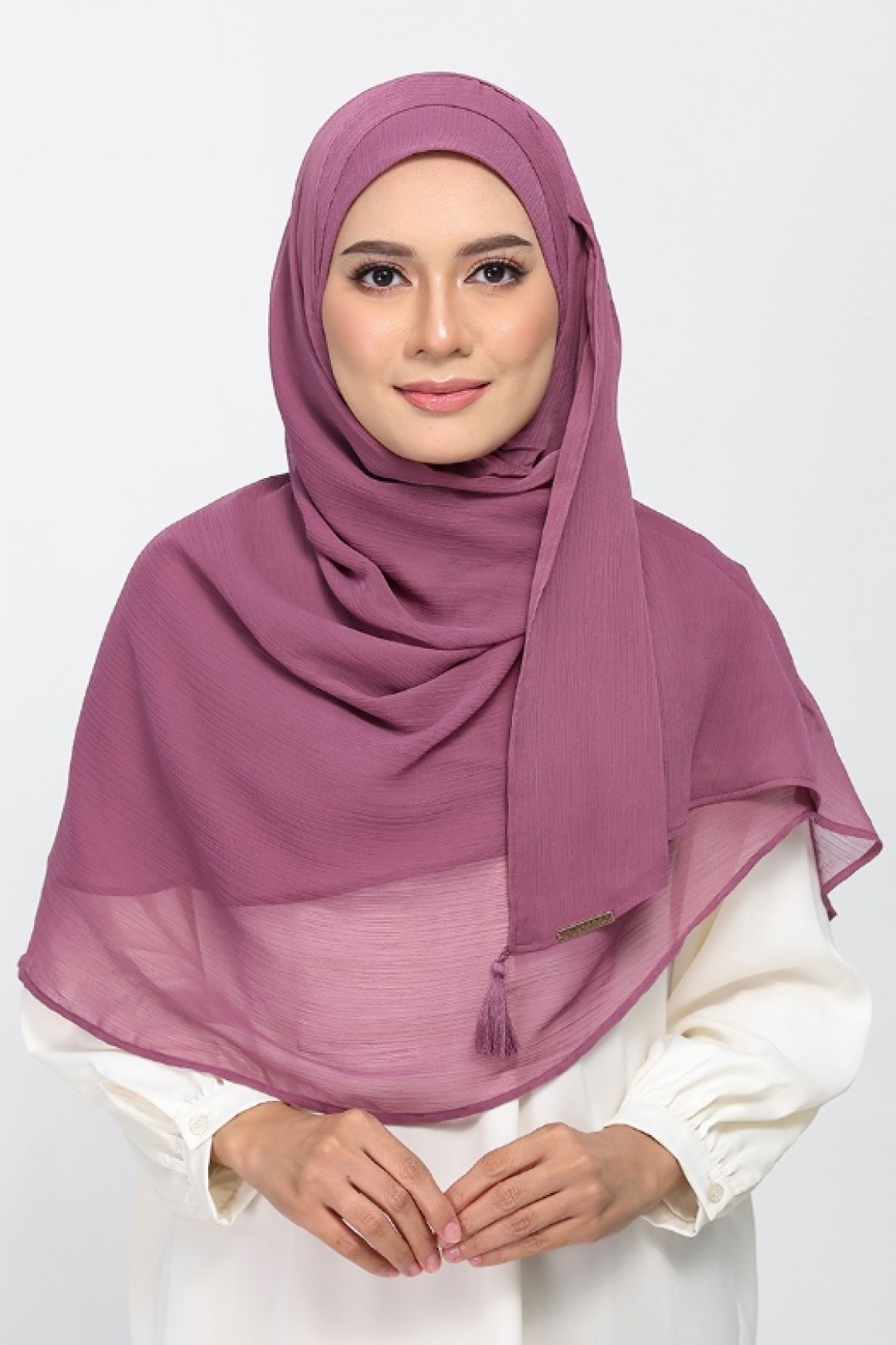 Damson Pink - Plain Crinkled Chiffon