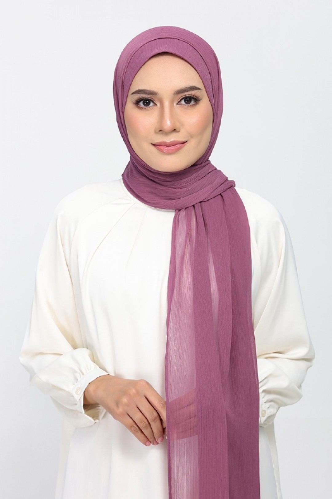 Damson Pink - Plain Crinkled Chiffon