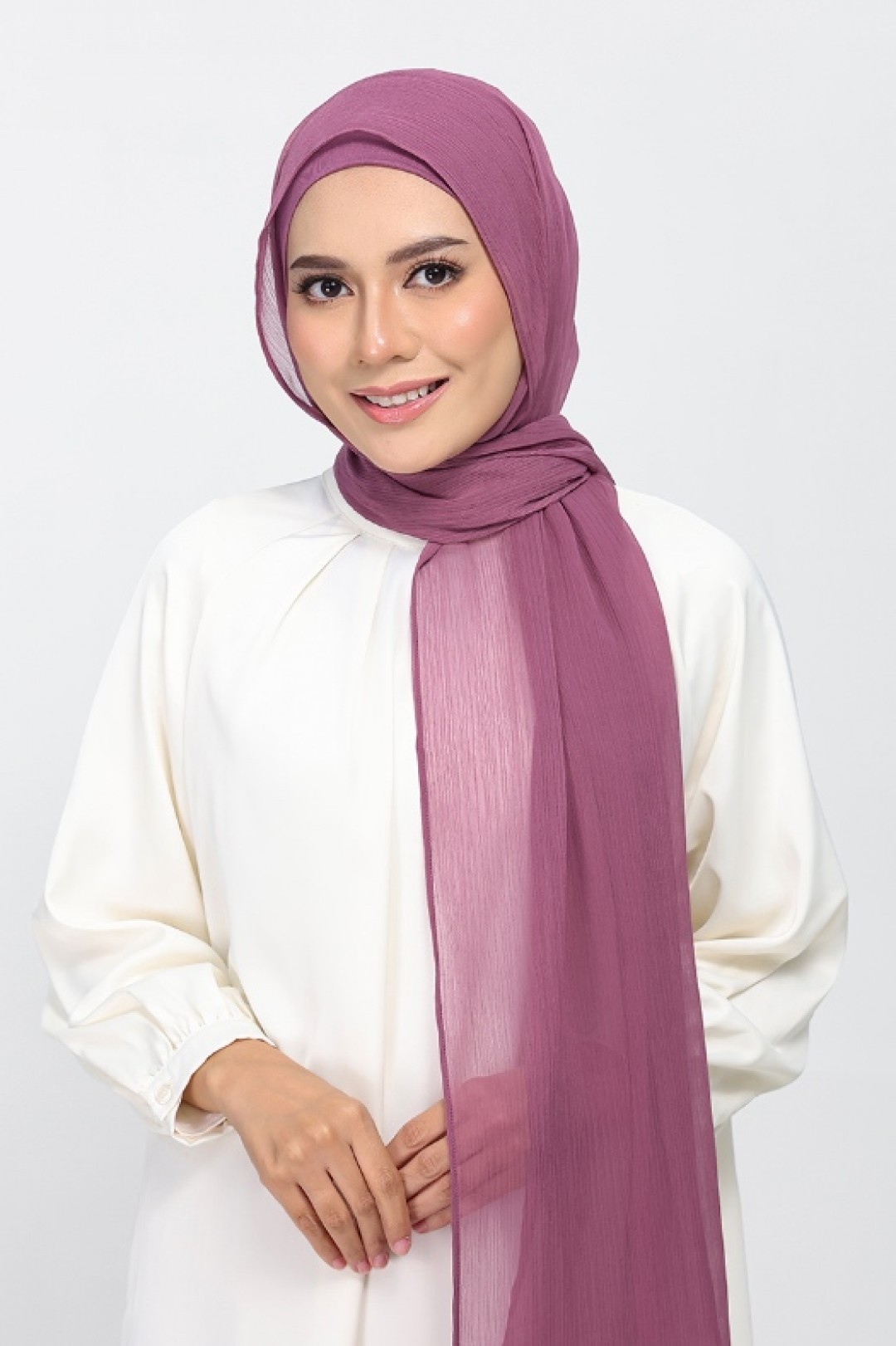 Damson Pink - Plain Crinkled Chiffon
