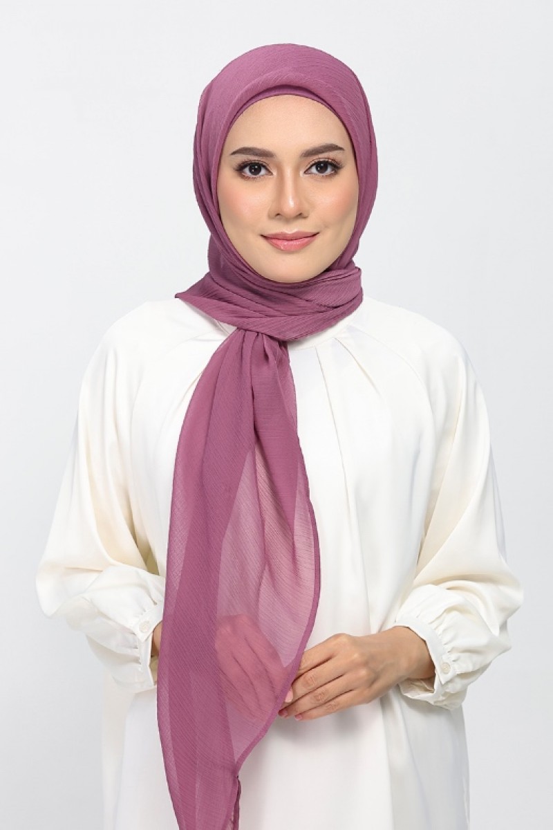 Damson Pink - Plain Crinkled Chiffon