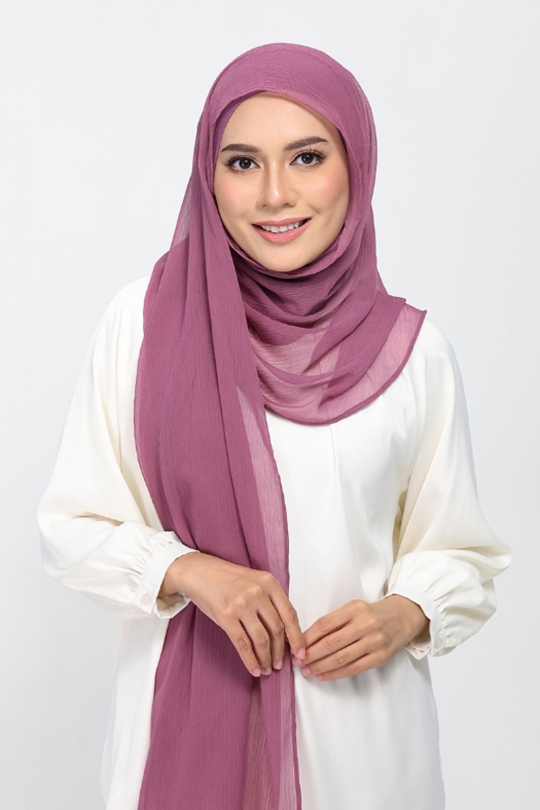 Damson Pink - Plain Crinkled Chiffon