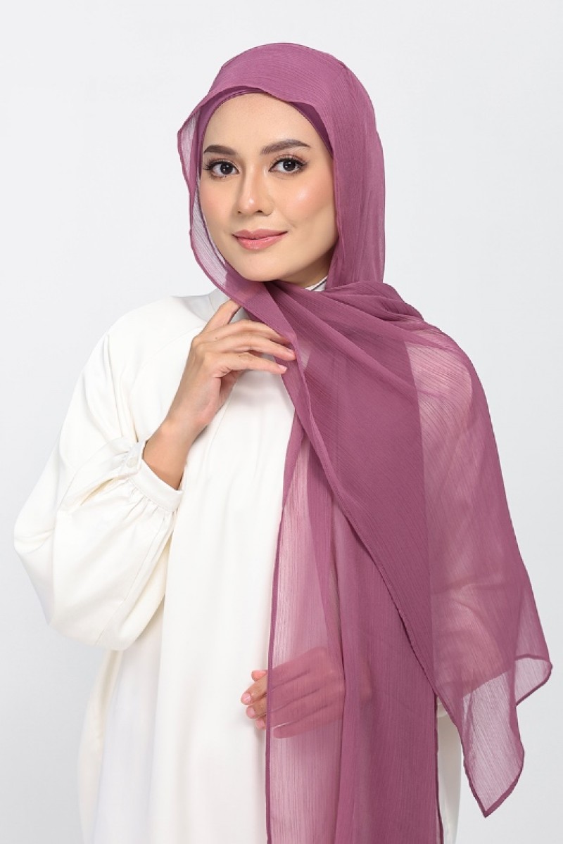 Damson Pink - Plain Crinkled Chiffon