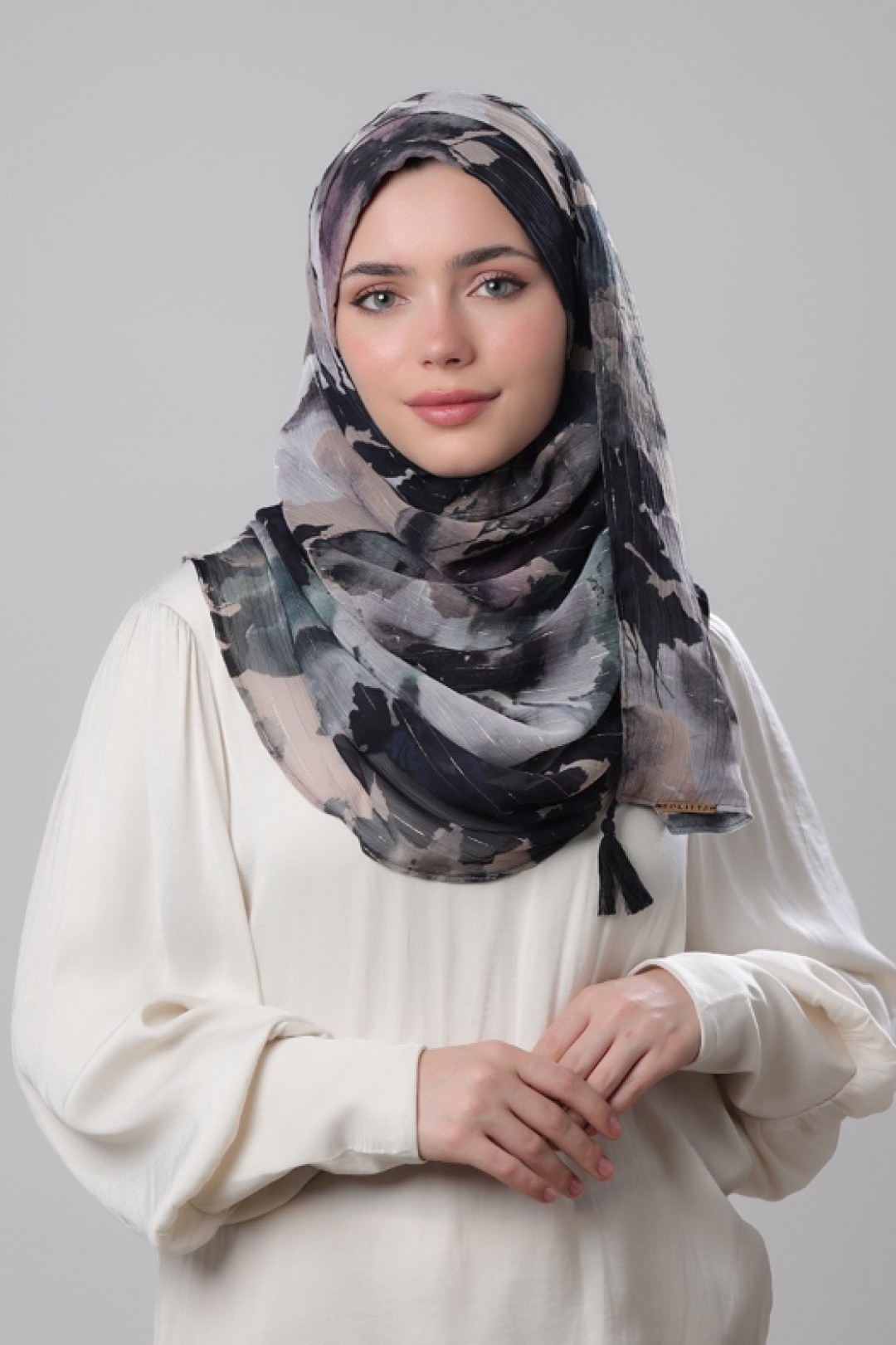 Dark Forest - Printed Crinkled Chiffon Lurex