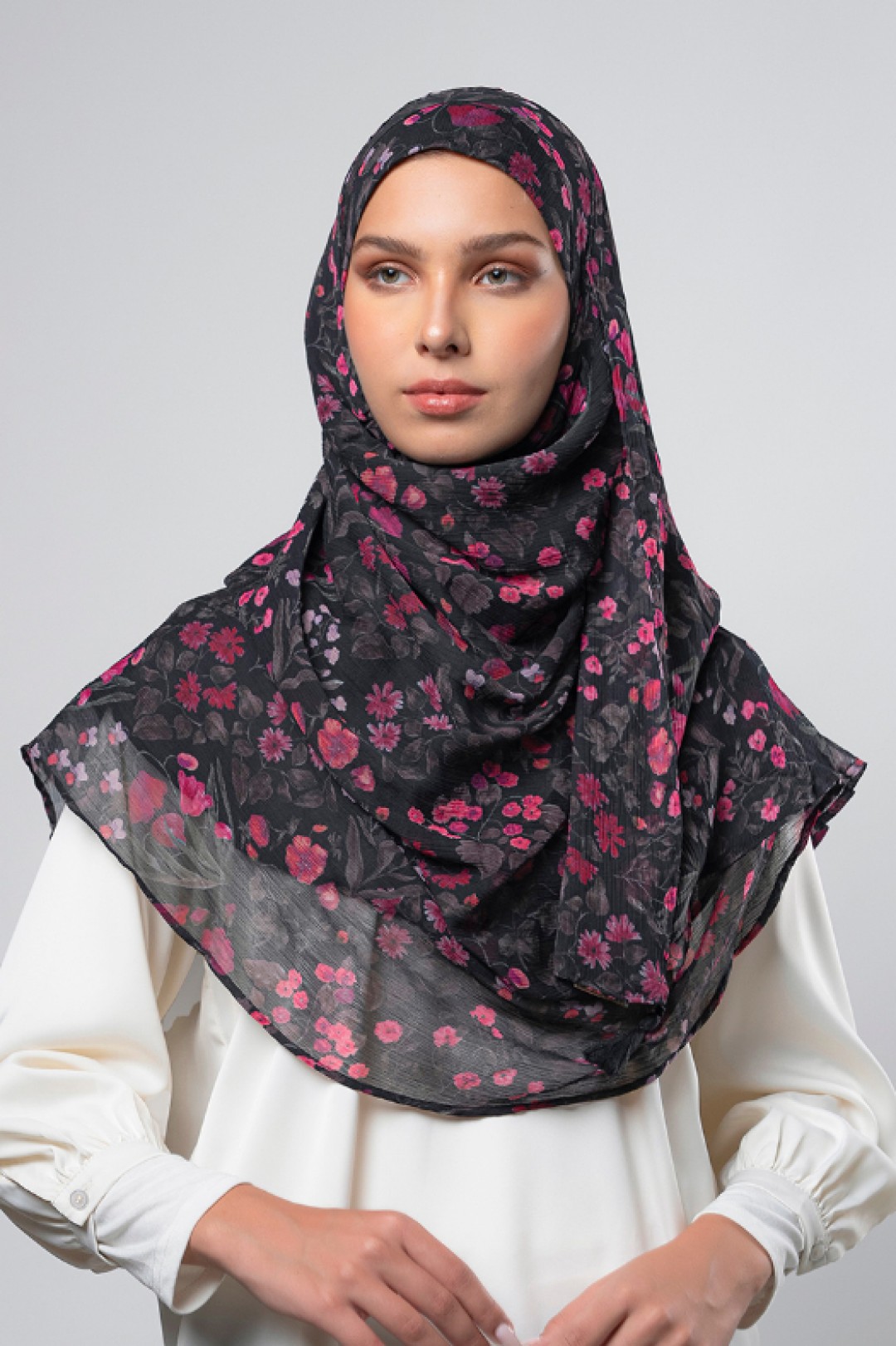 Dark Petunia - Printed Plus Crinkled Chiffon