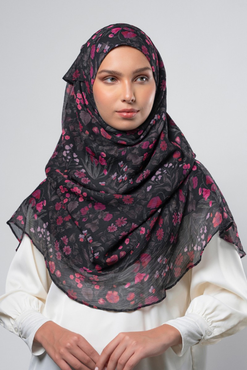 Dark Petunia - Printed Plus Crinkled Chiffon