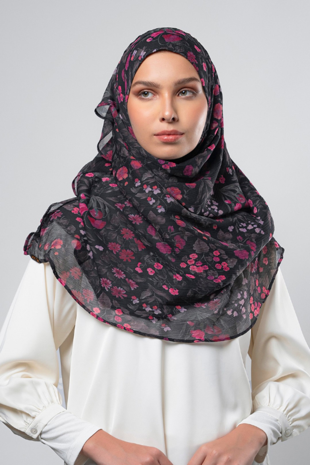 Dark Petunia - Printed Plus Crinkled Chiffon