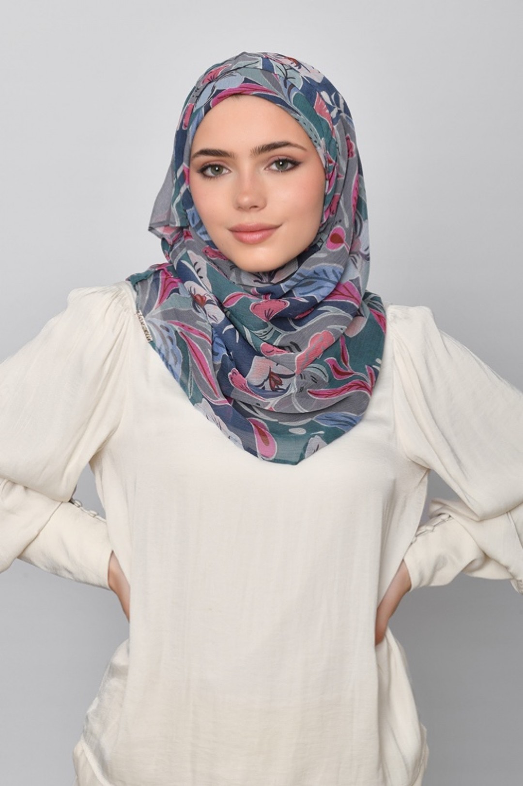 Deco Flower - Printed Crinkled Chiffon