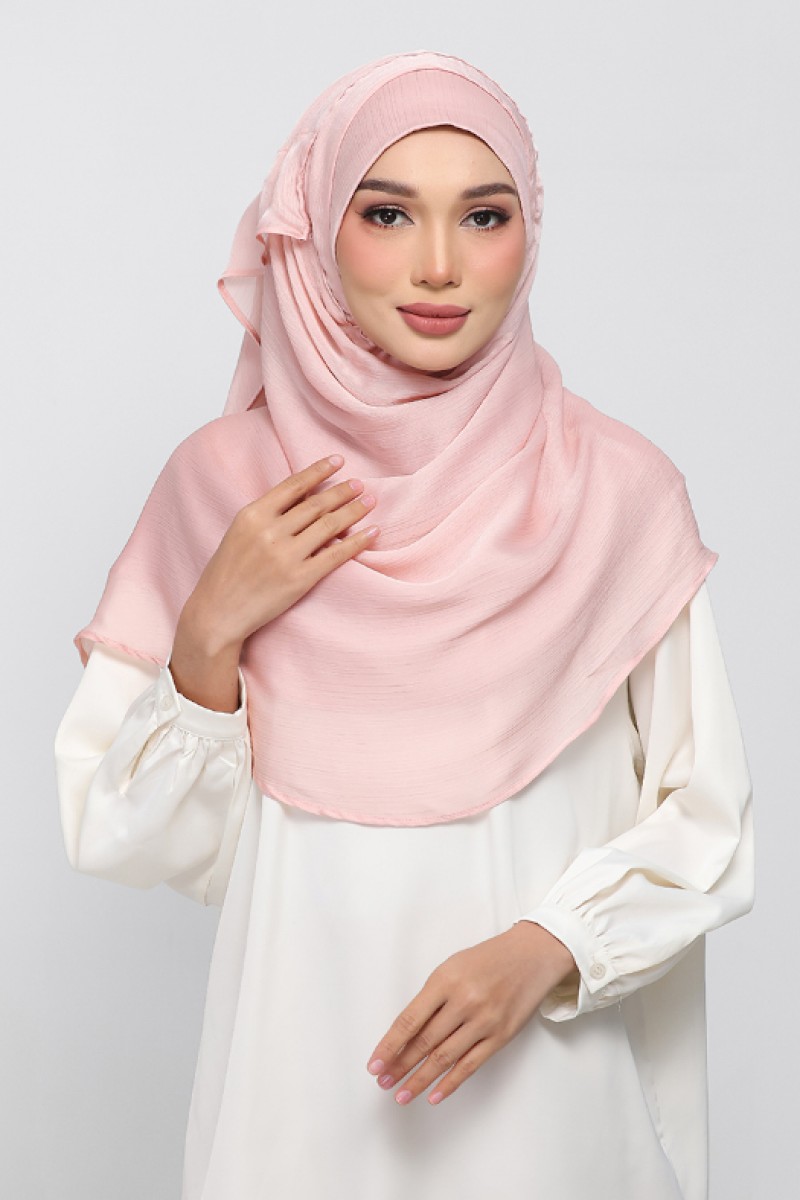 Dusty Rose - Plain Crinkled Satin