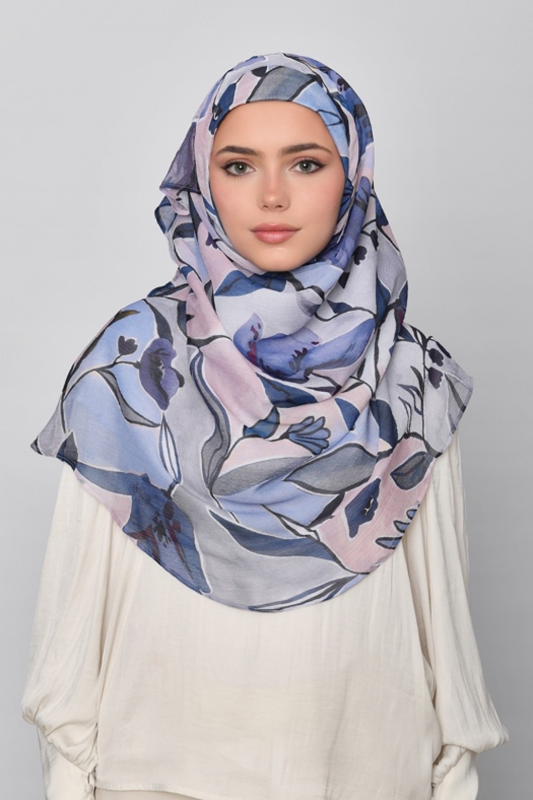 Enchanting Blues - Printed Crinkled Chiffon