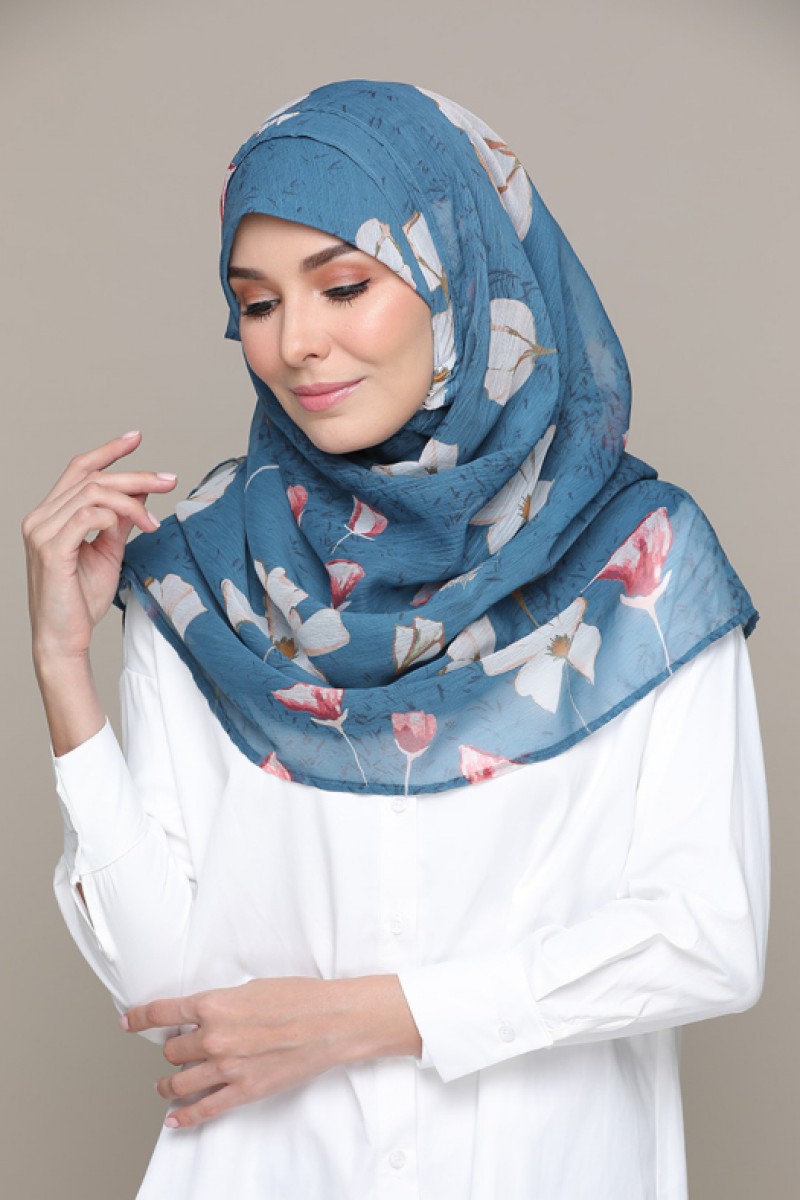 Eternal Blue – Printed HD Smooth Chiffon