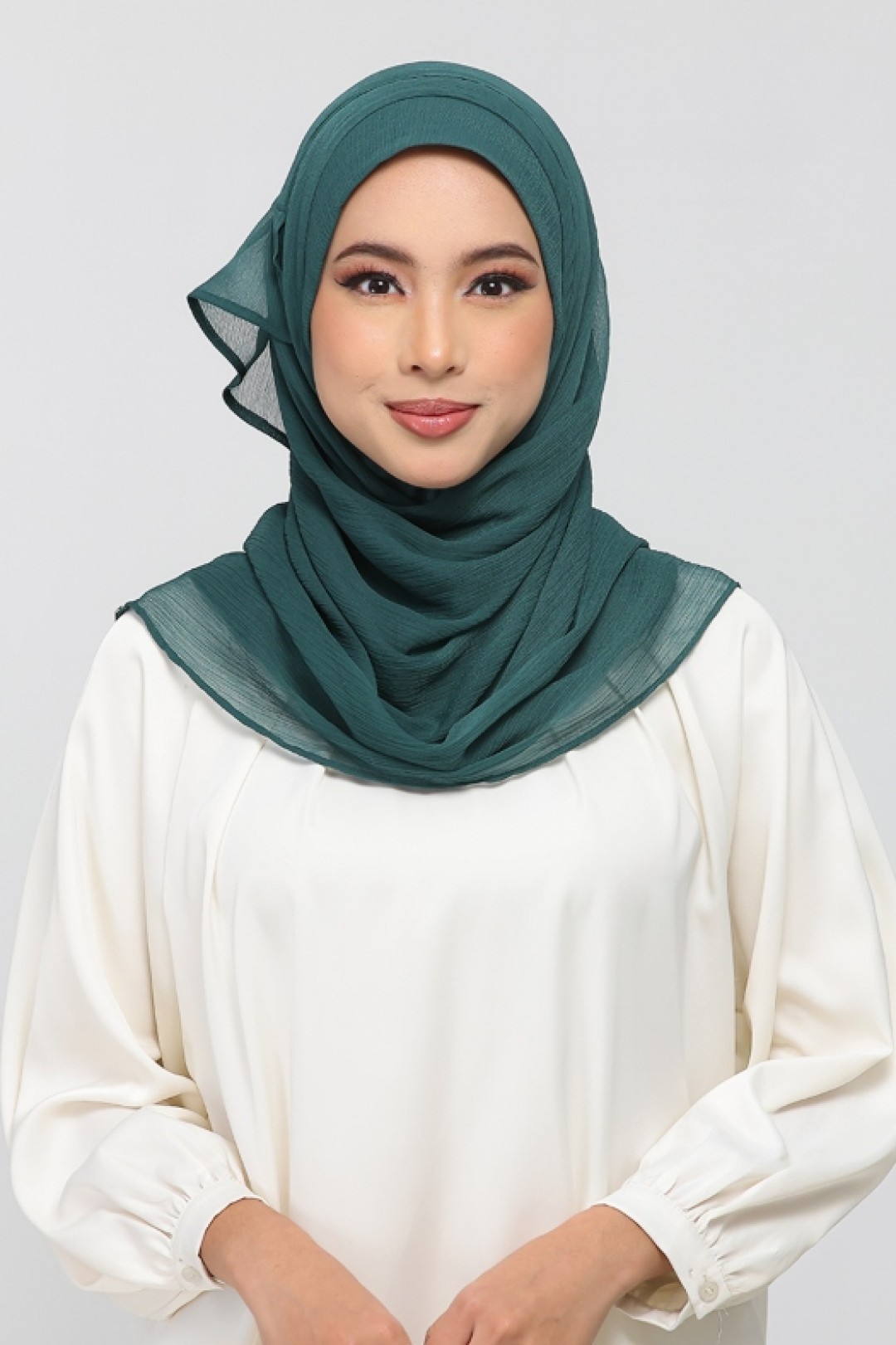 Forest Green - Plain Crinkled Chiffon