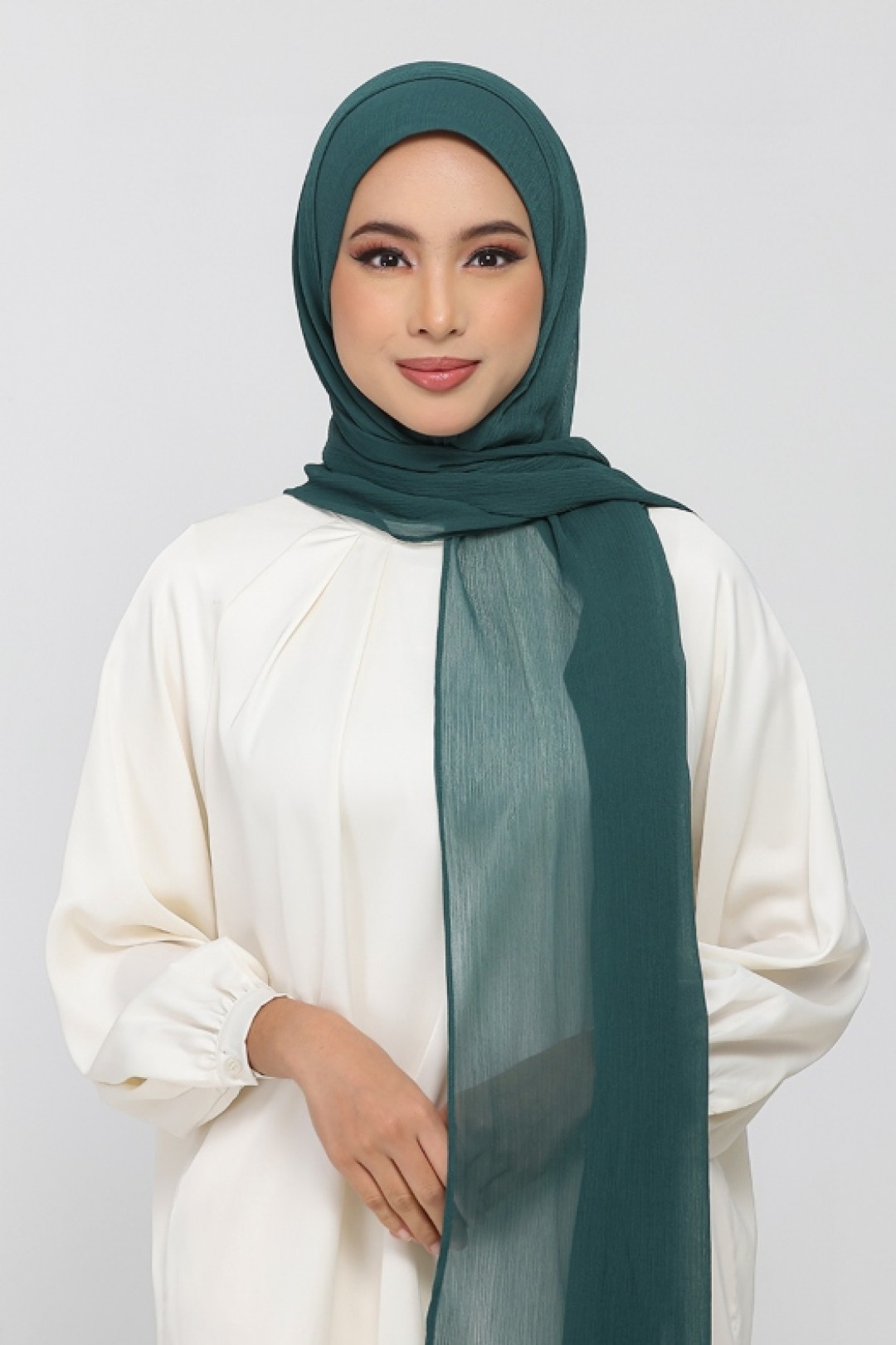 Forest Green - Plain Crinkled Chiffon