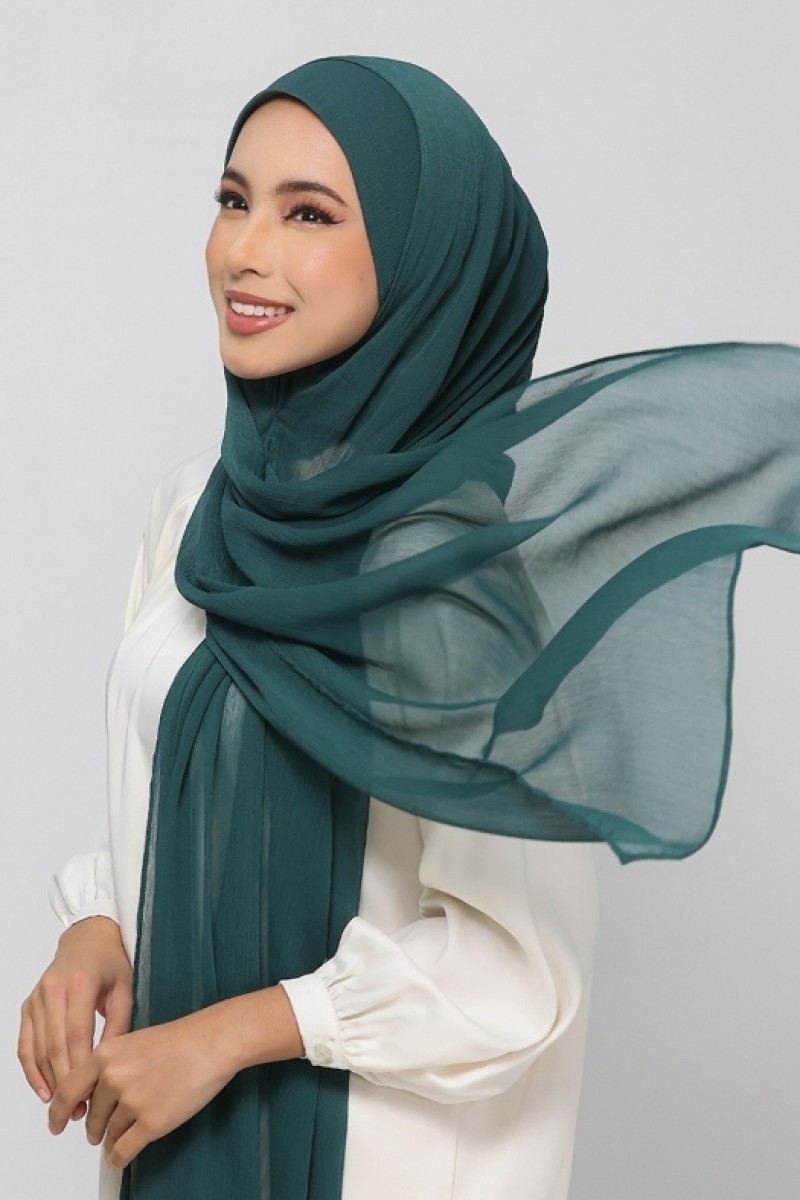 Forest Green - Plain Crinkled Chiffon