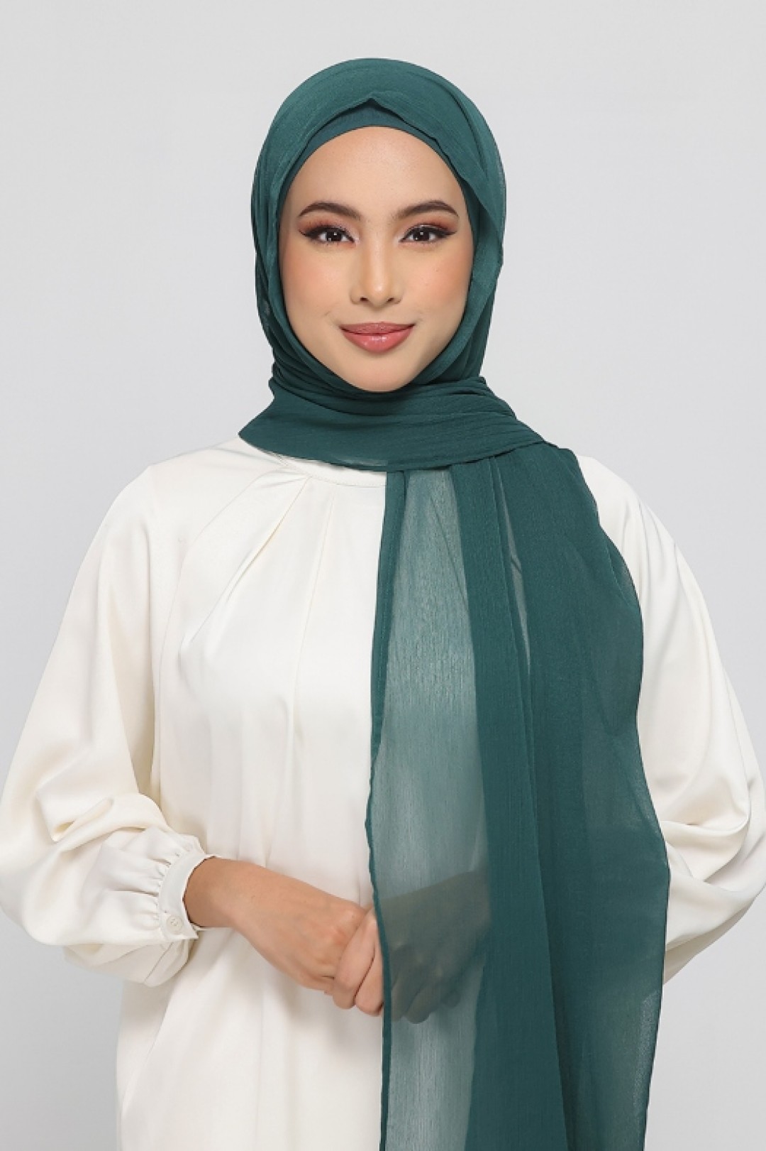 Forest Green - Plain Crinkled Chiffon
