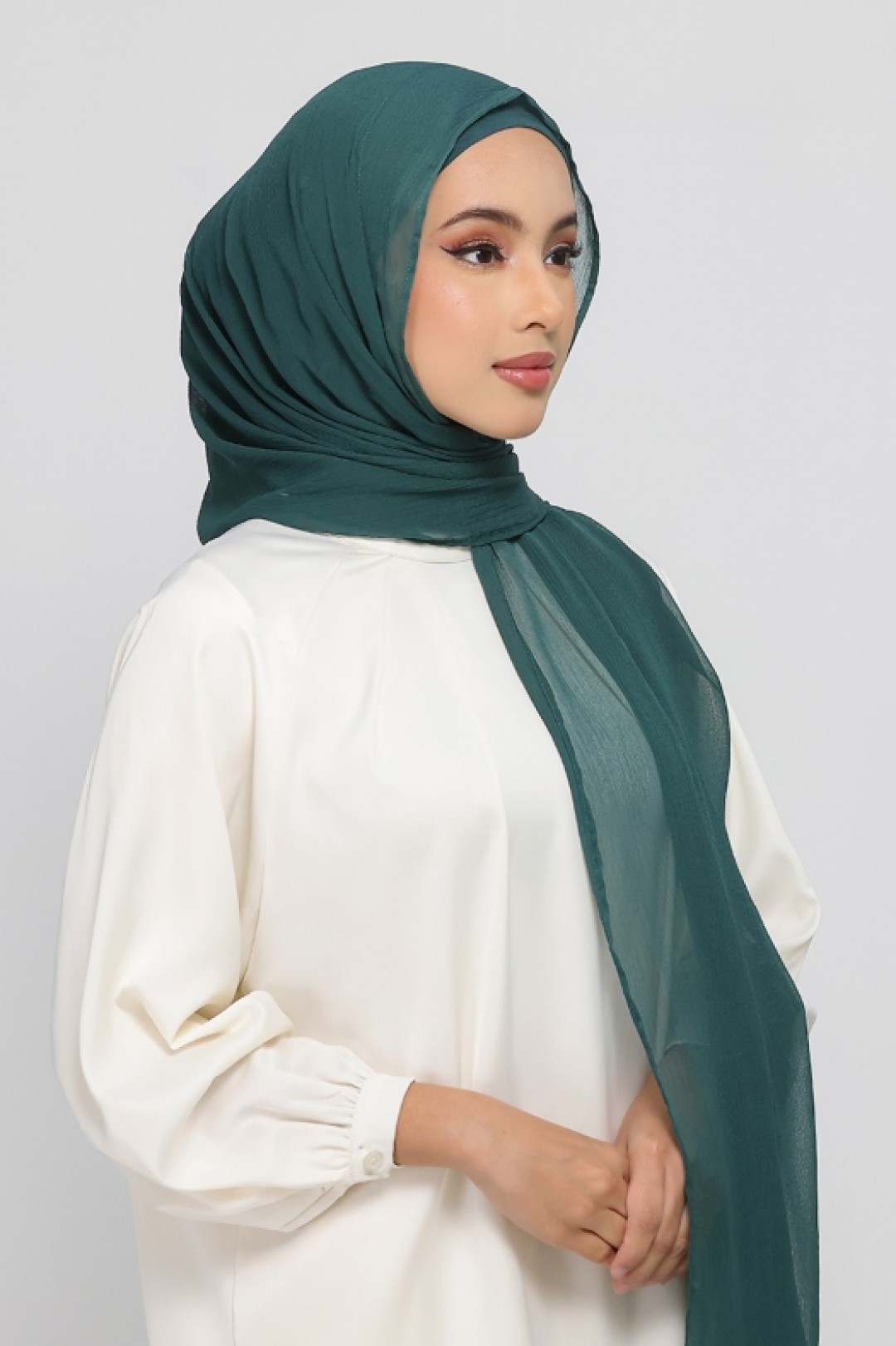 Forest Green - Plain Crinkled Chiffon