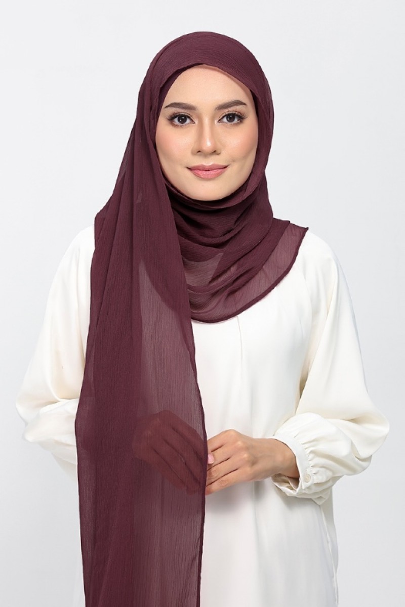 Fig - Plain Crinkled Chiffon