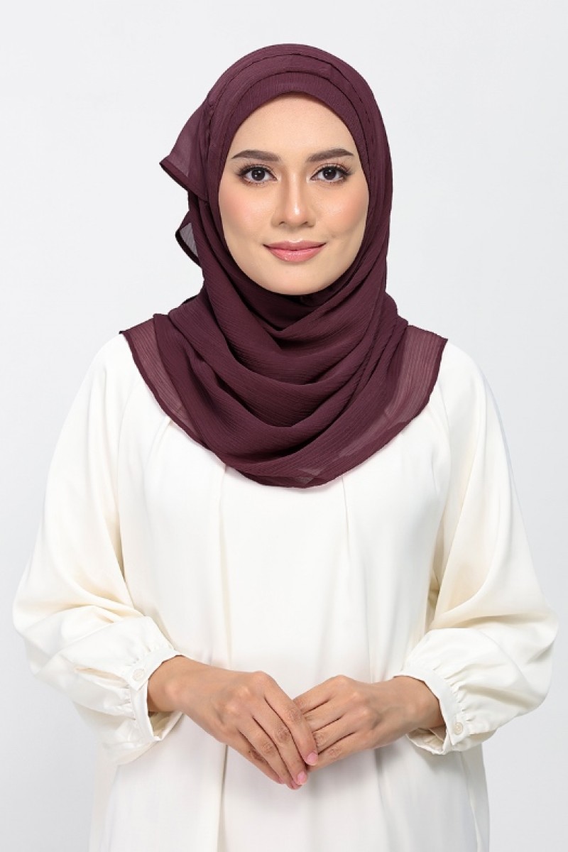 Fig - Plain Crinkled Chiffon