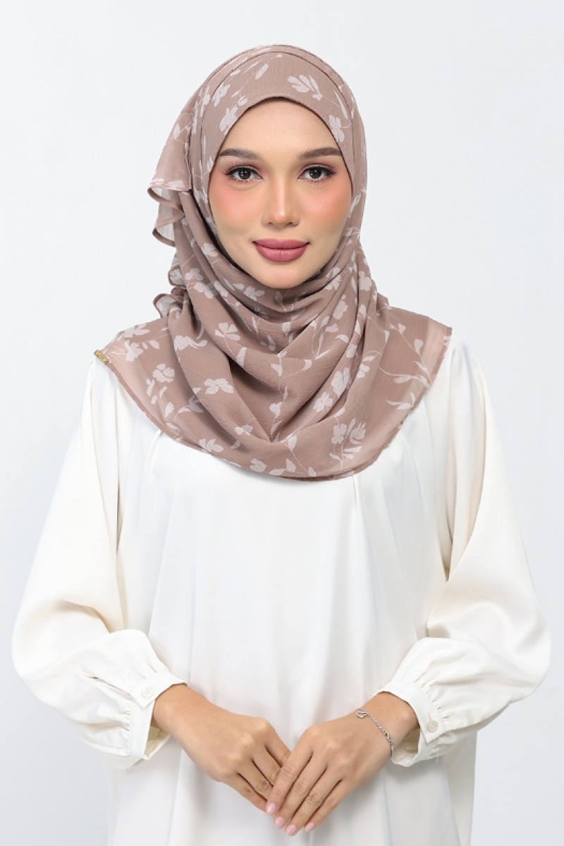 Sakina Beige - Printed Plus Crinkled Chiffon