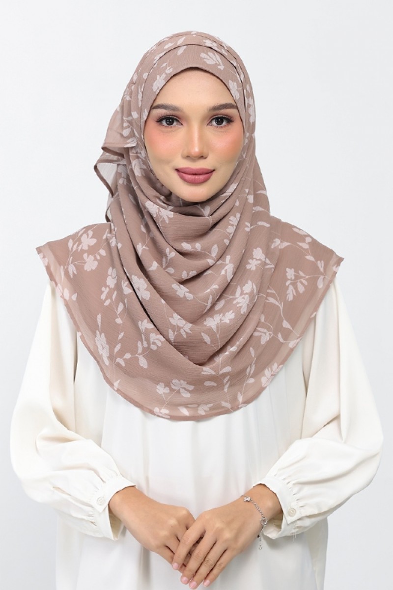 Sakina Beige - Printed Plus Crinkled Chiffon