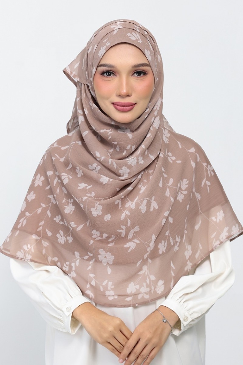 Sakina Beige - Printed Plus Crinkled Chiffon