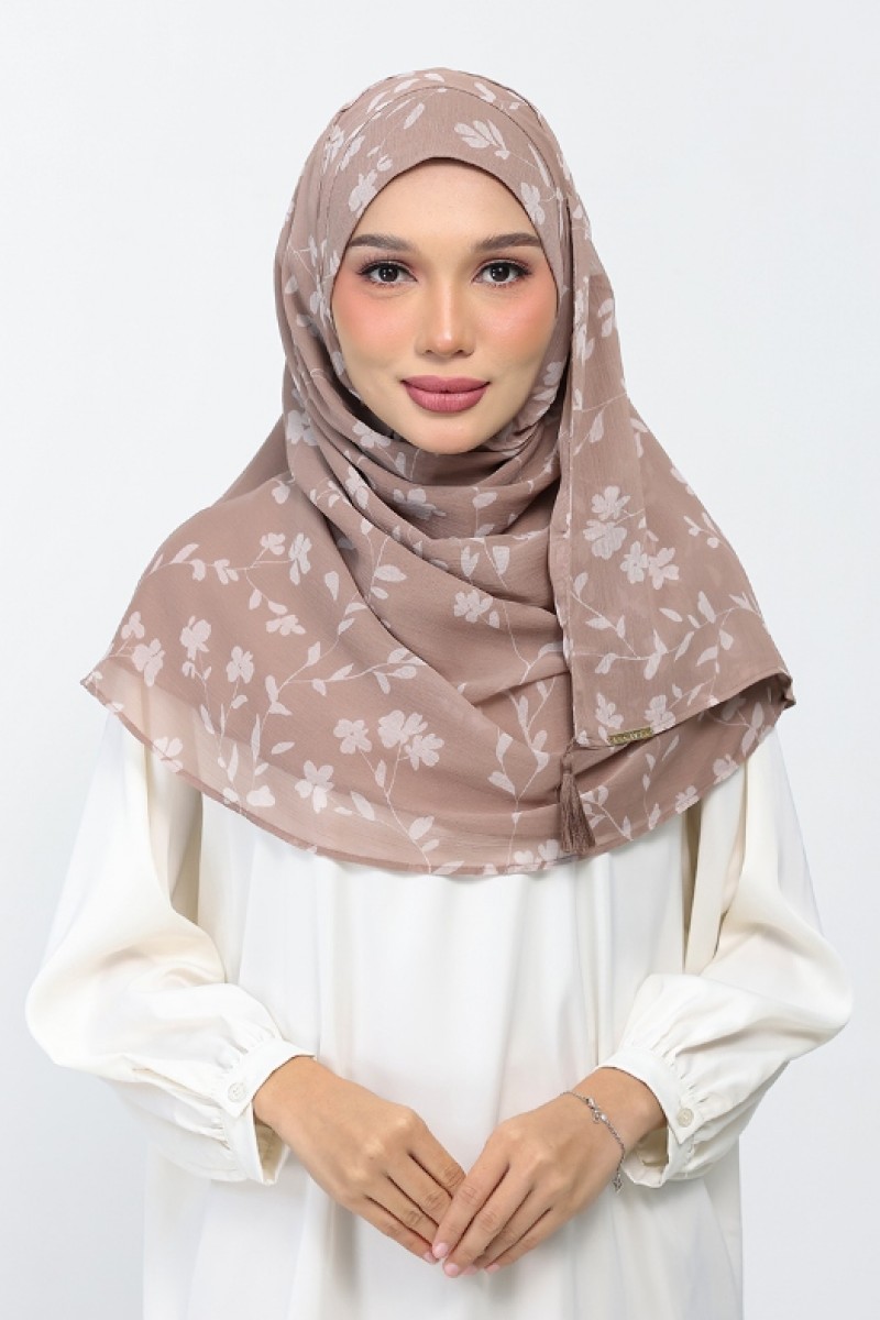 Sakina Beige - Printed Plus Crinkled Chiffon