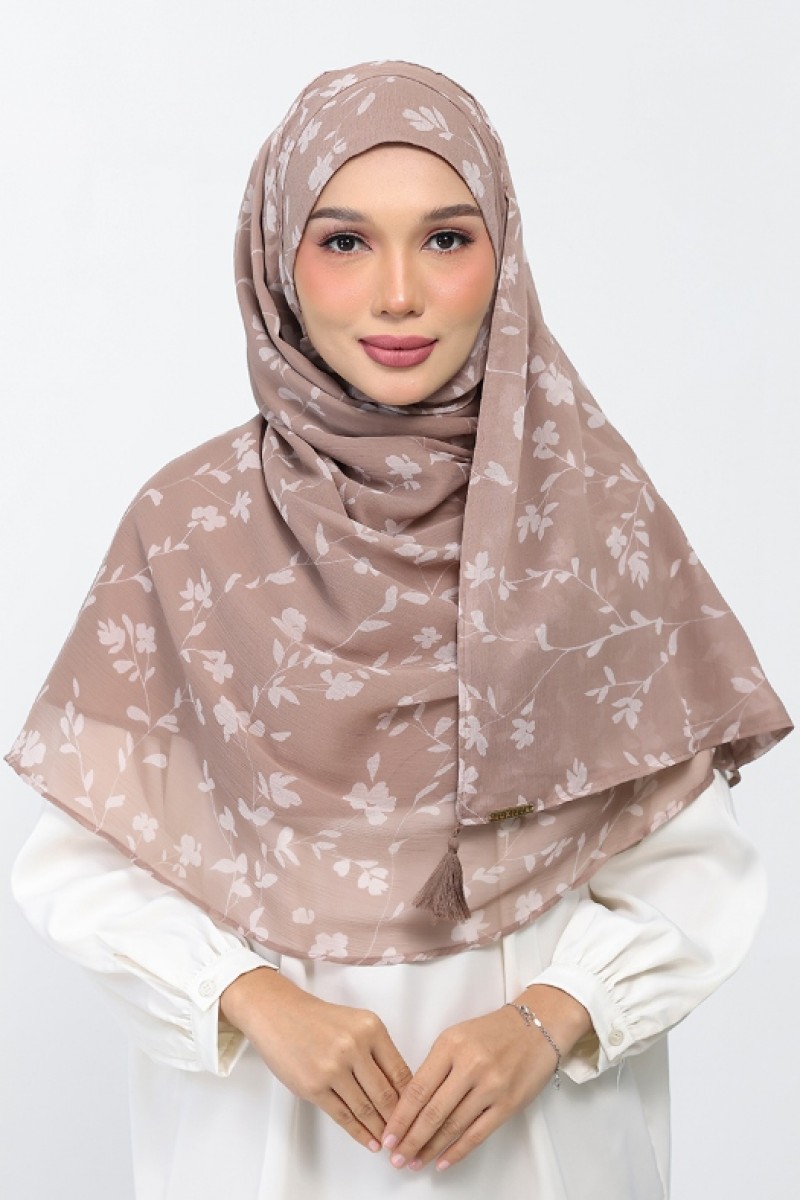 Sakina Beige - Printed Plus Crinkled Chiffon