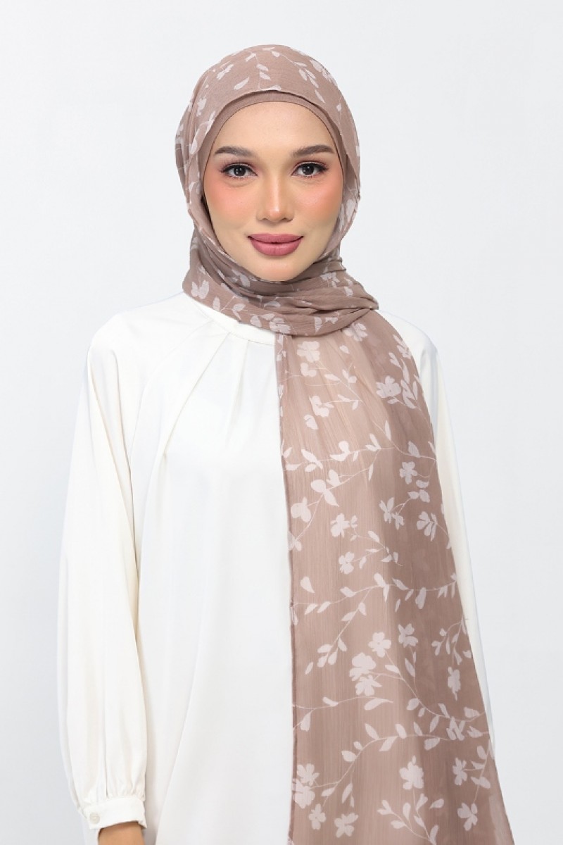 Sakina Beige - Printed Plus Crinkled Chiffon