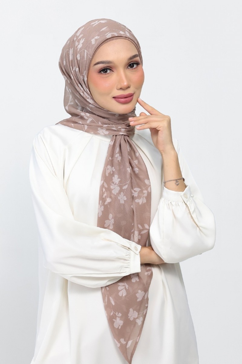 Sakina Beige - Printed Plus Crinkled Chiffon