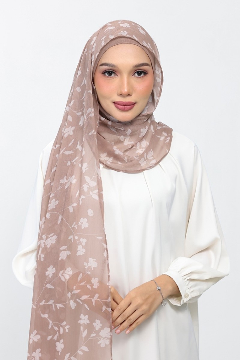 Sakina Beige - Printed Plus Crinkled Chiffon