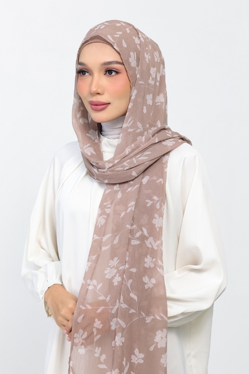 Sakina Beige - Printed Plus Crinkled Chiffon