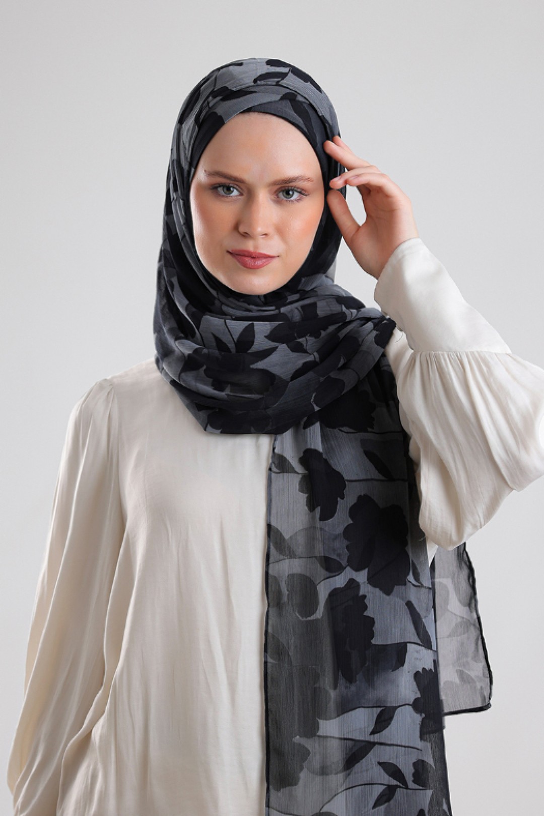 Florya Black - Printed Plus Crinkled Chiffon
