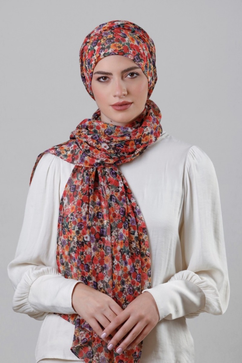 Flower Wall - Printed Crinkled Chiffon