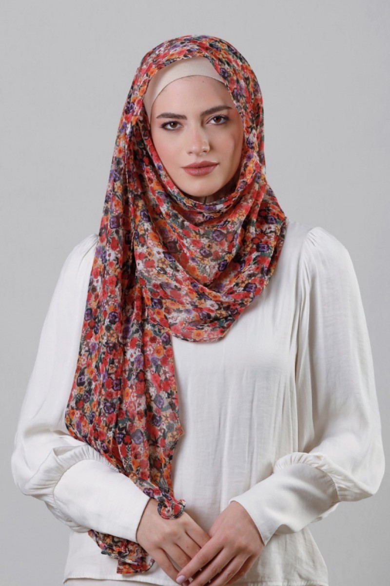 Flower Wall - Printed Crinkled Chiffon