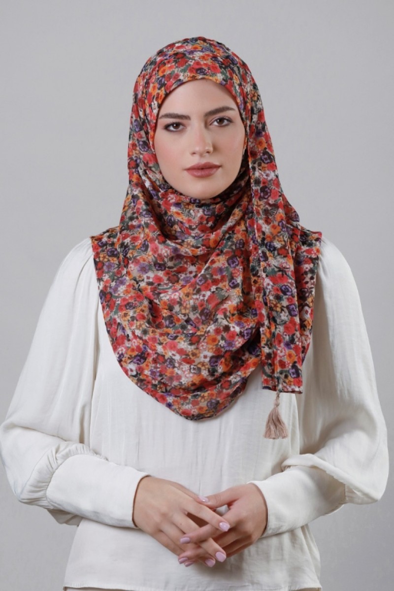 Flower Wall - Printed Crinkled Chiffon