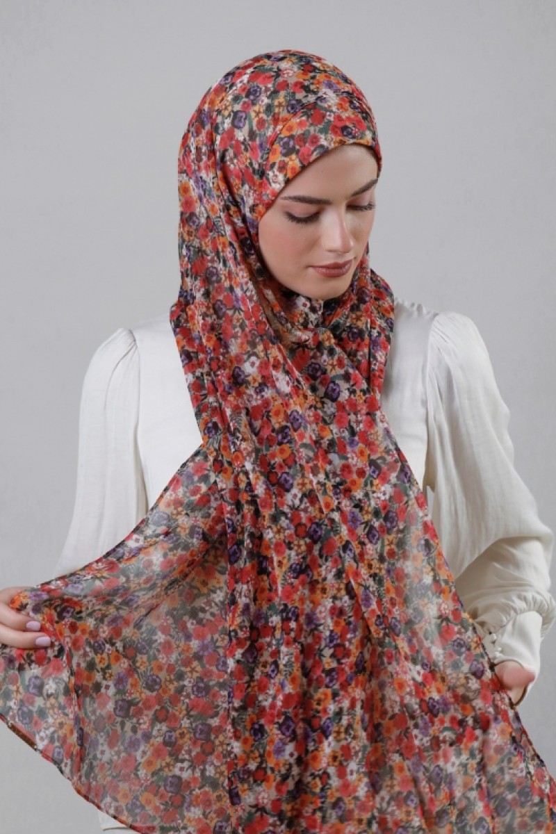 Flower Wall - Printed Crinkled Chiffon