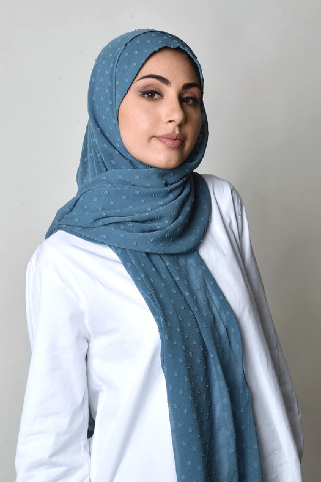 Blue Stone - Plain Mosaic Butti Chiffon