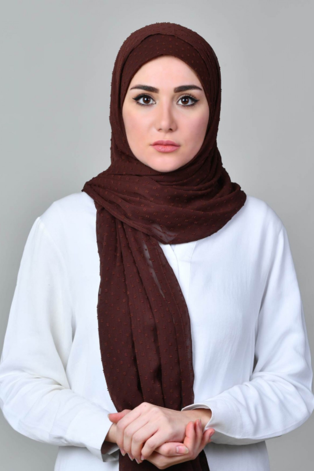 Choco - Plain Mosaic Butti Chiffon - Mini & Capshawl